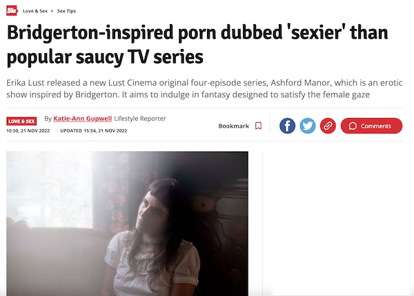 Daily Star Ashford Manor sexier than Bridgerton, female gaze erotica