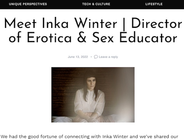 ShoutOutLA Inka Winter Erotica and Sex Educator