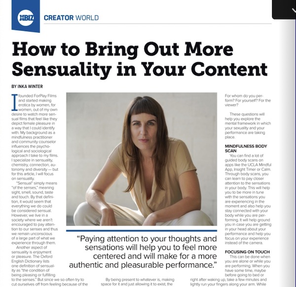 XBiz - How to Bring Out More Sensuality in Your Content