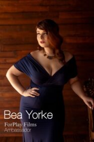 Redhead BBW Bea Yorke poses in pin-up girl style as a feminist porn ambassador for ForPlay Films