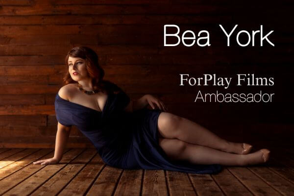 Redhead BBW Bea York poses in elegant pin-up girl style as a feminist porn ambassador for ForPlay Films.